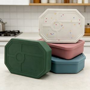 Boîte à lunch en silicone de qualité supérieure, sans BPA, écologique, portable, étanche, de qualité alimentaire, adaptée au micro-ondes, pour les enfants à l'école - Product Image 6