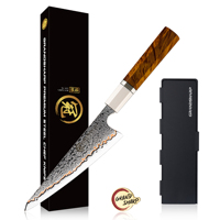 Grandsharp Japans Garasuki-mes, 55-laags koperen damaststaal, 6 inch Garasuki-messen, handvat van verhard hout + imitatie-ivoor
