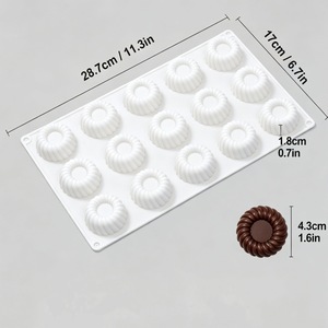 Spiral Mousse Cake Mold 15 Cavity <b>Silicone</b> <b>Baking</b> Mold For Chocolate Lava Pudding Dessert Making - Product Image 2
