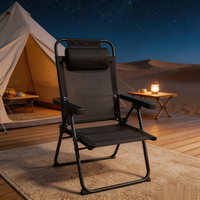 Chaise pliante d'extérieur moderne et légère avec logo personnalisé, 6 positions, accoudoirs en plastique confortables et poches de rangement