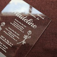 Invitación personalizada de acrílico transparente LED con texto grabado y seis efectos de iluminación diferentes para Bodas de moda