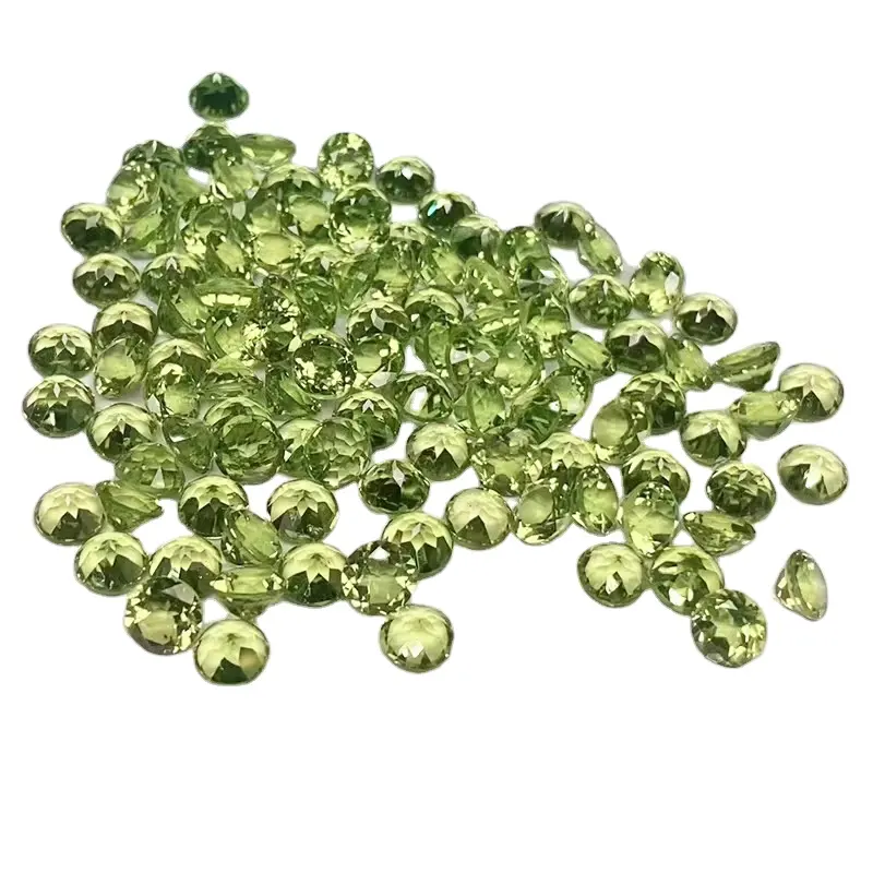 Peridot safir warna bulat untuk pembuatan perhiasan batu produsen grosir produk baru bintang Super alami ukuran Gratis