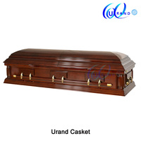 Ataúdes Funerarios de Alta Gama para Adultos, Estilo Americano, Interior de Terciopelo Color Marfil, Ataúdes de Madera de Álamo Macizo para Funeral