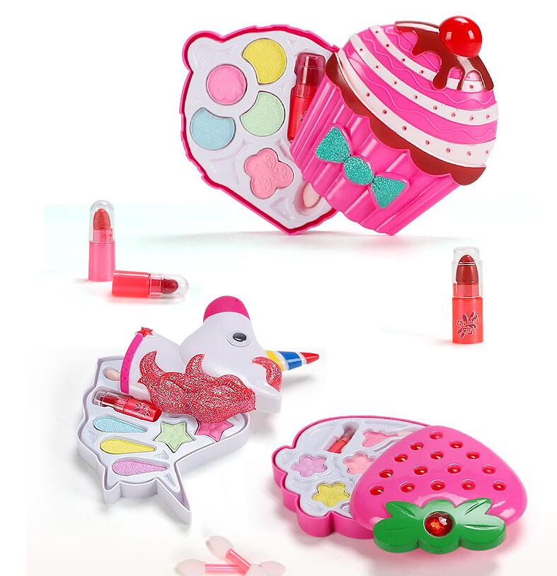 Детский моющийся набор для макияжа, складная палитра для макияжа с зеркалом, игрушка для макияжа, косметический набор, подарки для девочек