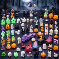 Figurines en résine 3D pour mini-scène d'Halloween : Maison-cupcake, Train, Citrouille, Chat noir, Chauve-souris, Fantôme, Couple, Squelette, Cimetière, Os, Pierre tombale