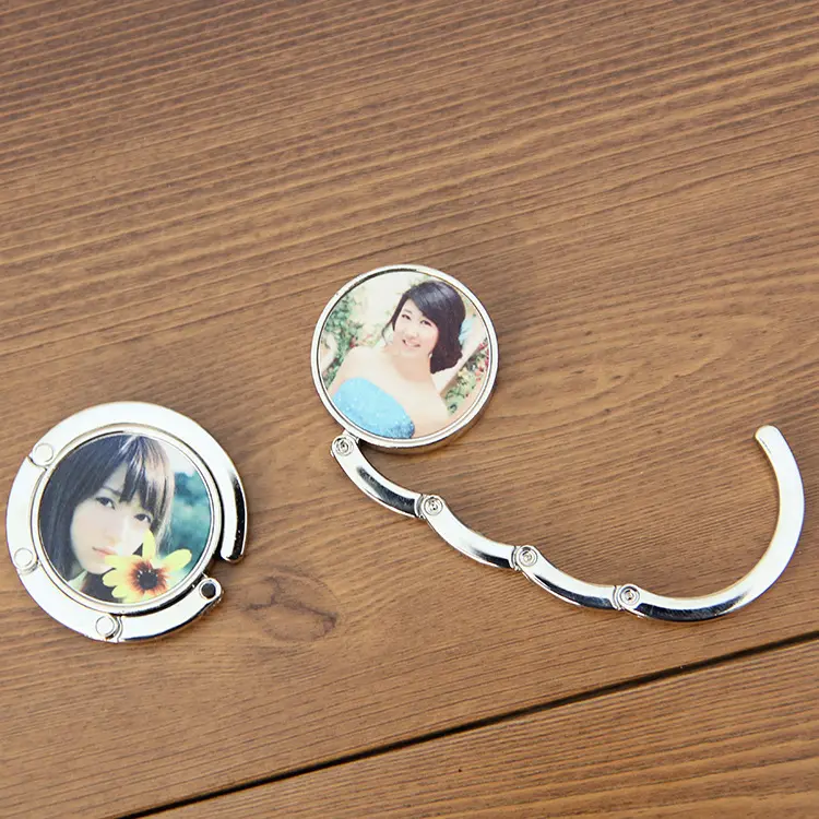 Round Shape Sublimation Blanks Metal Zinc Alloy Bag Desk Hanger Hook