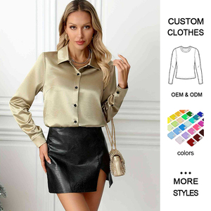 <span class=keywords><strong>Camisa</strong></span> de manga larga para <span class=keywords><strong>mujer</strong></span>, estilo europeo-americano, moderna y elegante, con botones y cuello abierto, novedad de otoño, de alta calidad. - Product Image 1