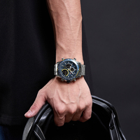 Montre pour homme NAVIFORCE officielle 9182, mouvement LCD, quartz analogique-numérique, double fuseau horaire, bracelet en acier, haute qualité