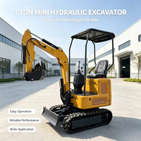 Mini-excavatrice sur chenilles, petite pelle hydraulique, excavatrice compacte avec moteur de 7,6 kW de puissance