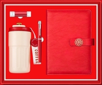 Ensemble Cadeau d'Entreprise de Luxe : Tasse Isotherme A5 et Carnet en Cuir – Style Imprimé pour Clients VIP