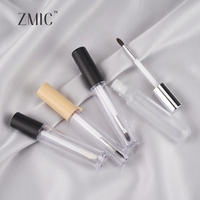 Tube de brillant à lèvres rond transparent en PETG de 10 ml, conteneur vide pour fond de teint liquide avec applicateur pinceau, emballage cosmétique pour correcteur et blush