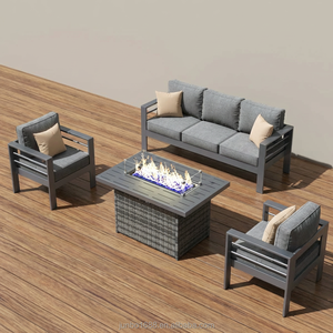 Ensemble <span class=keywords><strong>de</strong></span> canapés d'extérieur <span class=keywords><strong>de</strong></span> style industriel, mobilier <span class=keywords><strong>de</strong></span> <span class=keywords><strong>jardin</strong></span> <span class=keywords><strong>en</strong></span> métal avec table brasero <span class=keywords><strong>en</strong></span> <span class=keywords><strong>osier</strong></span>, ensemble <span class=keywords><strong>de</strong></span> <span class=keywords><strong>salon</strong></span> <span class=keywords><strong>de</strong></span> patio résistant aux intempéries pour villa - Product Image 3