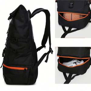 Sac à dos Rolltop Tendance Personnalisable Imperméable pour Voyage, Sport, Gym, Basketball – Noir – Vente en Gros pour Hommes et Femmes - Product Image 1