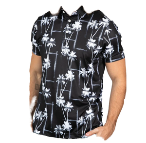 Chemise de golf Mofiz pour homme et femme, motif floral, col contrastant, respirante, anti-rétrécissement, pour les vacances, en polyester/rayonne - Product Image 1