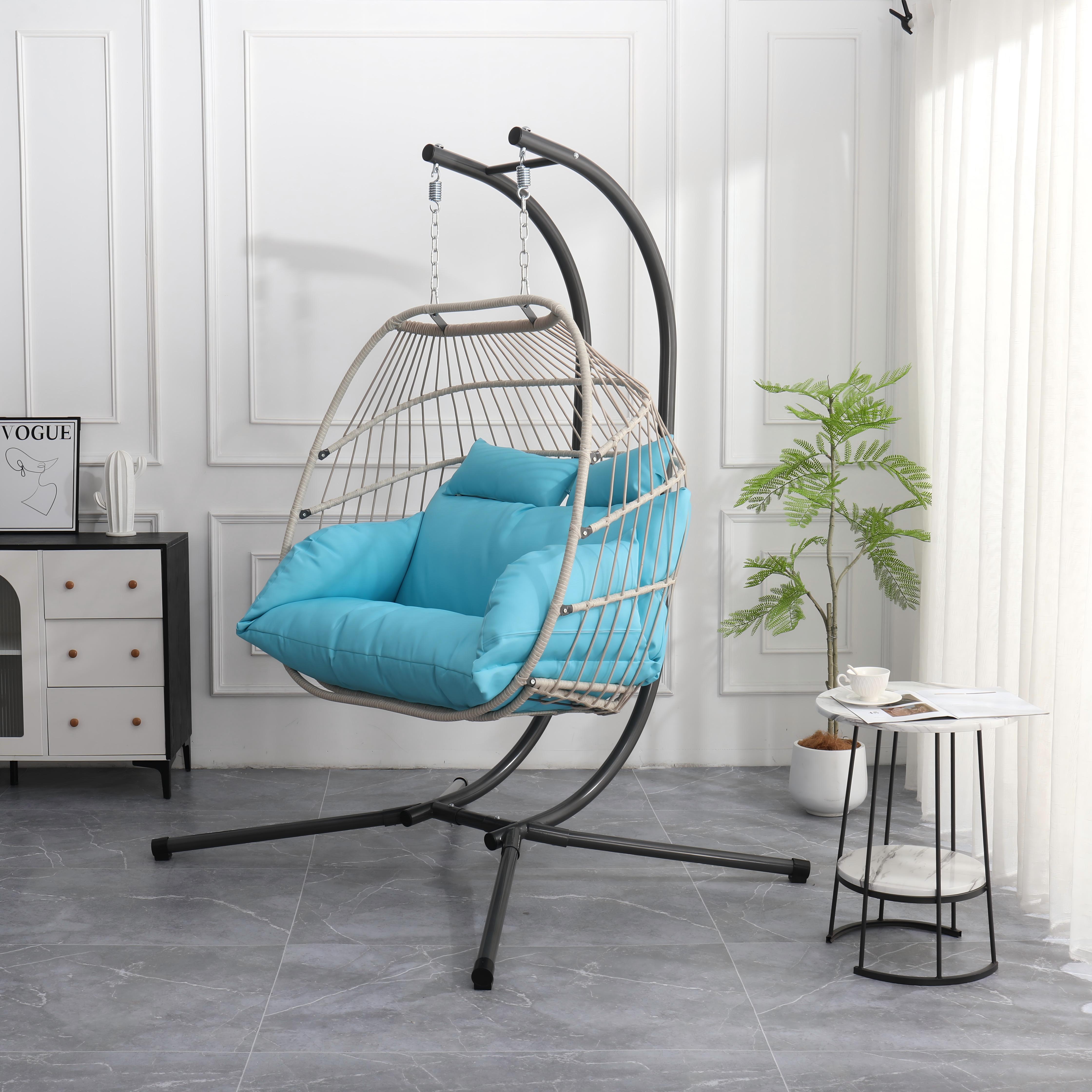 Fauteuil Suspendu XXL AMANKA Pour 2 Personnes - Rose Avec Cadre Noir - Neuf