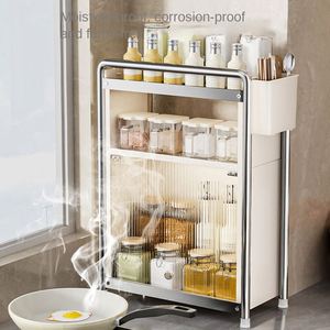 Kitchen Household Non Folding Three Layer Floor Type Modern Simplicity Metal Seasoning Cabinet Storage Rack - Product Image 3