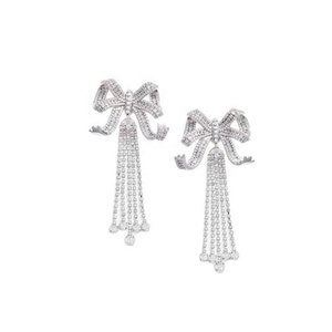 Pendientes de Mujer con Pedrería Exagerada, Nuevos Pendientes Largos con Lazo y Borla, Accesorios de Moda - Product Image 5