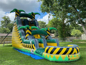 Tùy chỉnh Inflatable 2 làn đường trượt nước với hồ bơi thổi lên trượt nước Inflatable cho bên kinh doanh - Product Image 2