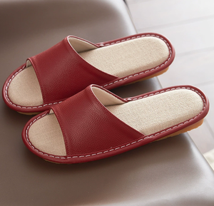 Pantuflas <span class=keywords><strong>de</strong></span> Lino Transpirables, Inodoras y Antideslizantes para Primavera/Verano, Pantuflas <span class=keywords><strong>de</strong></span> Cuero Genuino para Interiores, para Hombre y Mujer - Product Image 5