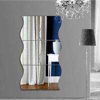 Self Adhesive High Quality Reflective Wavy Acrylic Mirror Wall Decor Frameless Tiles for Bedroom Livingroom and Home Decor