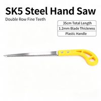 Scie à main en acier SK5, fournie directement par l'usine, longueur totale 35 cm, épaisseur de lame 1,2 mm, double rangée de dents fines, outil de coupe et d'élagage du bois