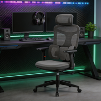 Silla de Oficina Ergonómica Giratoria para Estudio o Sala de Juegos, Respaldo de PP, Soporte Lumbar Convertible, Reposacabezas 3D, Reposabrazos 4D