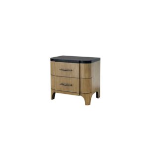 Comodino a 2 cassetti con piano in pietra e base in legno, mobile moderno per camera da letto - Product Image 2
