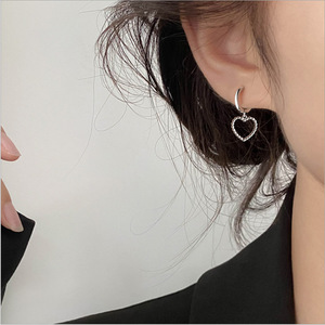 S925 Asymmetrical Heart <b>Hoop</b> <b>Earrings</b> Tibetan <b>Silver</b> Dangle <b>Earrings</b> For Women Gift Fashion Jewelry - Product Image 4