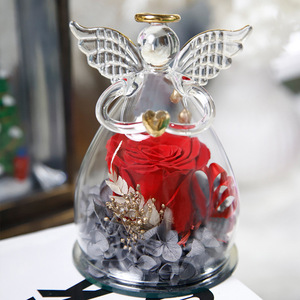 Grand dôme en verre ange avec rose éternelle pour Noël ou la fête des mères Grand-mère Fille Sœur - Product Image 2