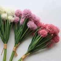Buket Bola Beras Dandelion Buatan Tangan 5 Tangkai Per Bundel Bunga Pincushion Buket Ikat Tangan Bunga Plastik Buatan