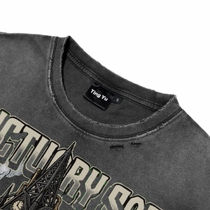 T-shirts en coton pour hommes de qualité supérieure, effet délavé, coupe oversize, personnalisés, style rétro, impression DTG, décontractés et respirants - Product Image 4