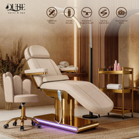 Table de massage électrique de luxe pour spa, base en acier inoxydable doré, 3 moteurs, pour soins de beauté, thérapie et salon de beauté