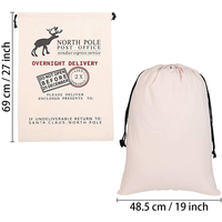 Sac cadeau naturel Extra Large 50x70Cm, sacoches en soie, imprimé, sac de noël en toile avec cordon de serrage, 2022