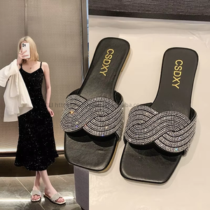 Summer Outdoor Shiny Lady <b>Slipper</b> Flat Platform Slip-On Beach Women Sandals Soft Designer Luxury <b>Slippers</b> for Women - Product Image 4