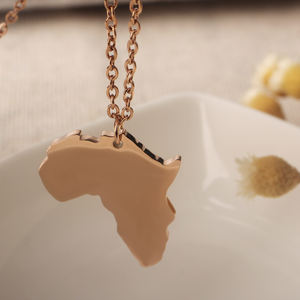 Collier Africain paslanmaz çelik takı kadınlar afrika altın kaplama ülke haritası afrika harita kolye - Product Image 4