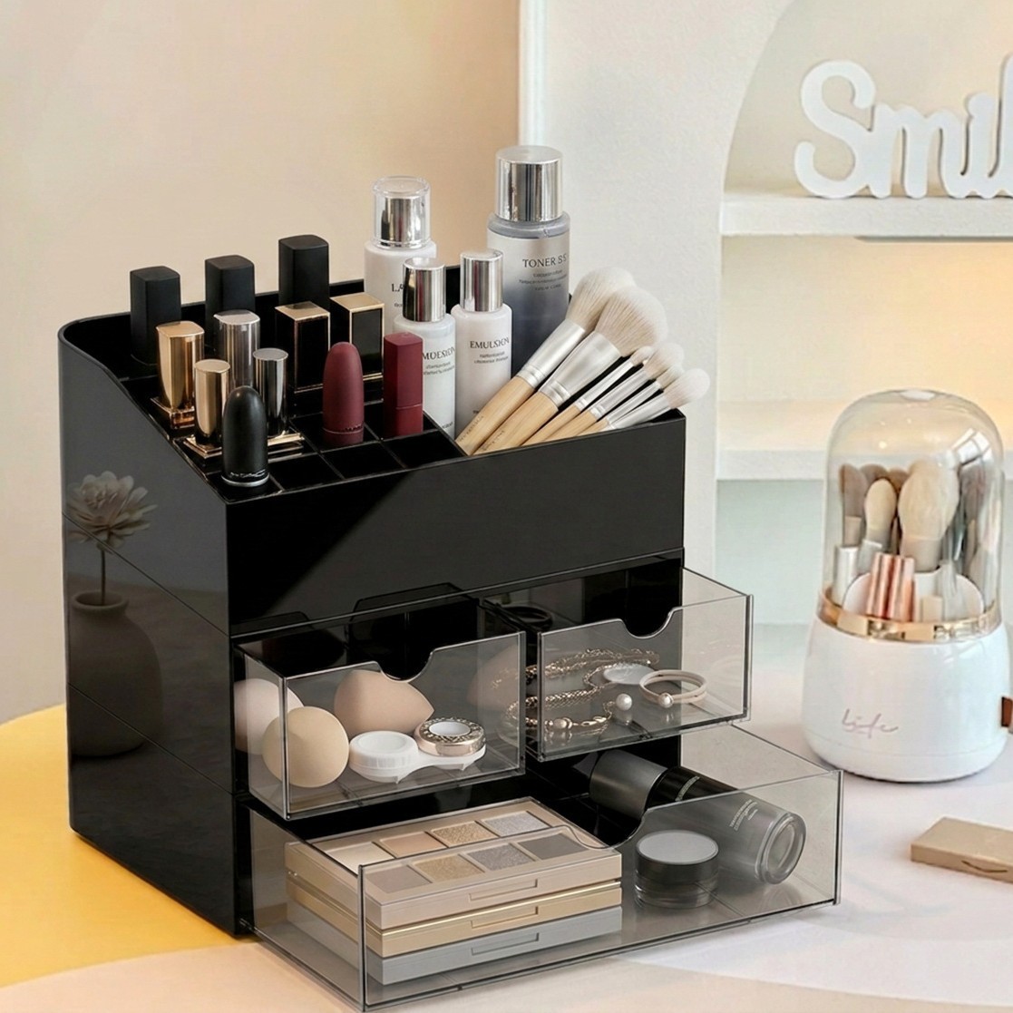 Three-layer storage box [Retro Black]