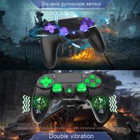 Gamepad inalámbrico P4, giroscopio de seis ejes, botones de luz RGB de doble vibración para PS4, joysticks de juego, controladores de juego