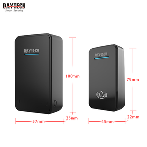 Sonnette <span class=keywords><strong>sans</strong></span> <span class=keywords><strong>fil</strong></span> Daytech nouvelle génération, étanche IP44, noire, avec 48 sonneries, portée de 300 m, personnalisable pour la maison et le bureau - Product Image 4