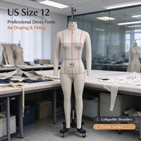 Mannequin de couture femme taille US 12, corps entier, avec jambe gauche et bras détachables, cintre réglable, pour drapage de vêtements