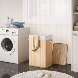 Grand panier à linge pliable en bambou, boîte de rangement pour vêtements et jouets, panier à linge - Product Image 2