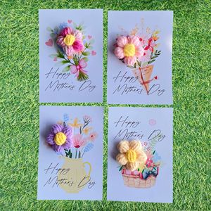 2025 Tarjetas de felicitación Día DE LA MADRE Día del <span class=keywords><strong>Padre</strong></span> Día de San Valentín Flores de ganchillo Tarjetas de felicitación de vacaciones - Product Image 1