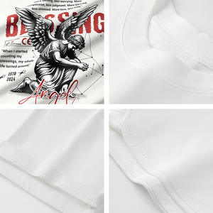 T-Shirt da Uomo in Puro Cotone Pesante, Stile Vintage Americano Trendy, Stampa con Lettere, Vestibilità Ampia - Product Image 4