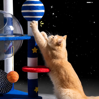 Arbre à chat classique en sisal Starry Sky avec griffoir intégré et lit capsule spatiale, design peu encombrant pour Halloween et Noël