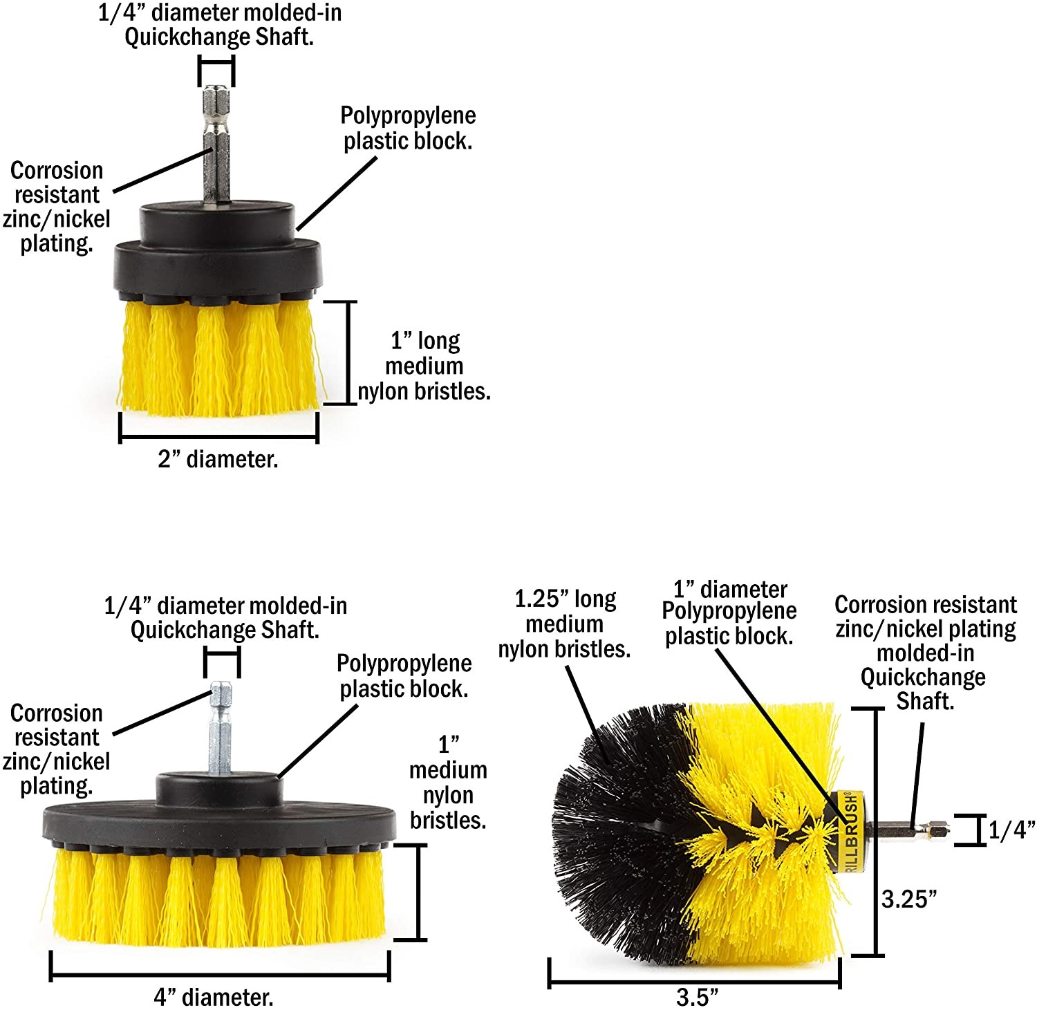 Car Air Conditioner Drill Cleaning Power Scrubber Brush Set 4Pcs