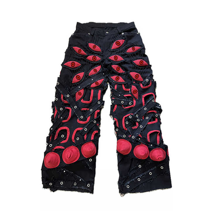 DiZNEW Men's stylish midwaist straight leg jeans Slim stretch patch