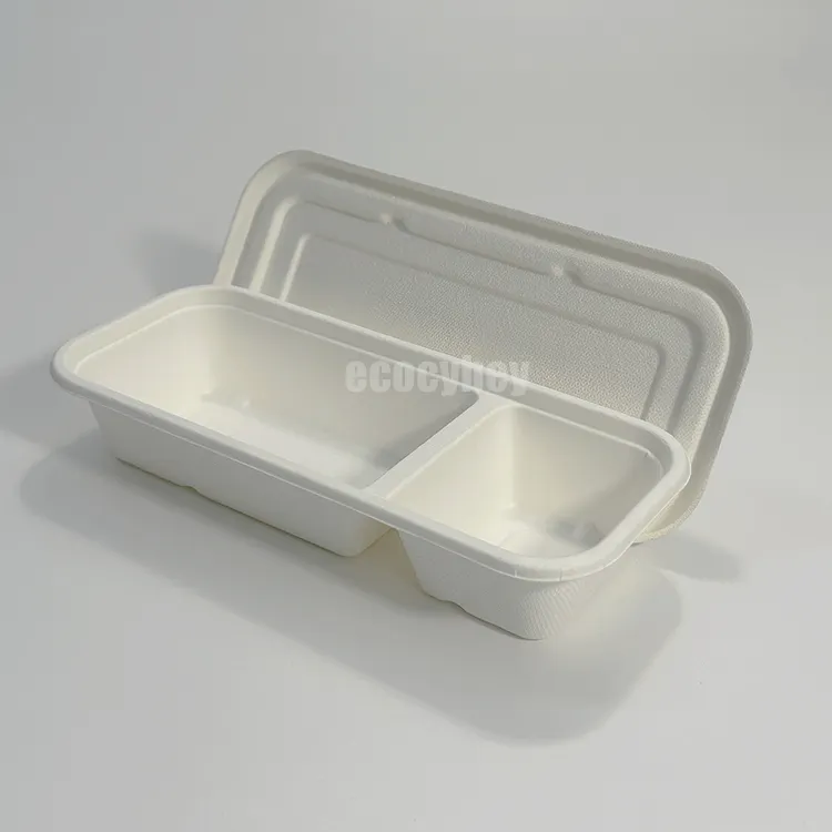 Hot Verkopende Concurrerende Prijs Bagasse Food Box 500Ml 2 Compartiment Doos Deechables Ecologicos Pulpa De Papel Verpakking Fast Food