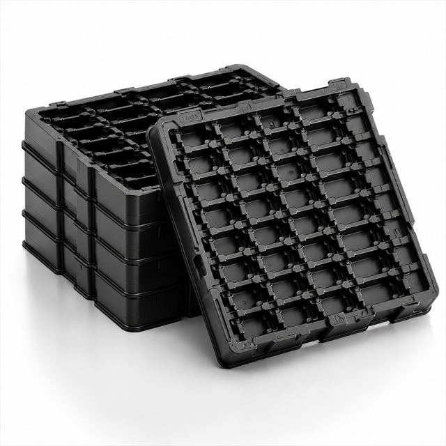 Custom ESD Antistatic PET Blister Tray OEM Vacuum Formed for Electronic Component Storage IATF 16949