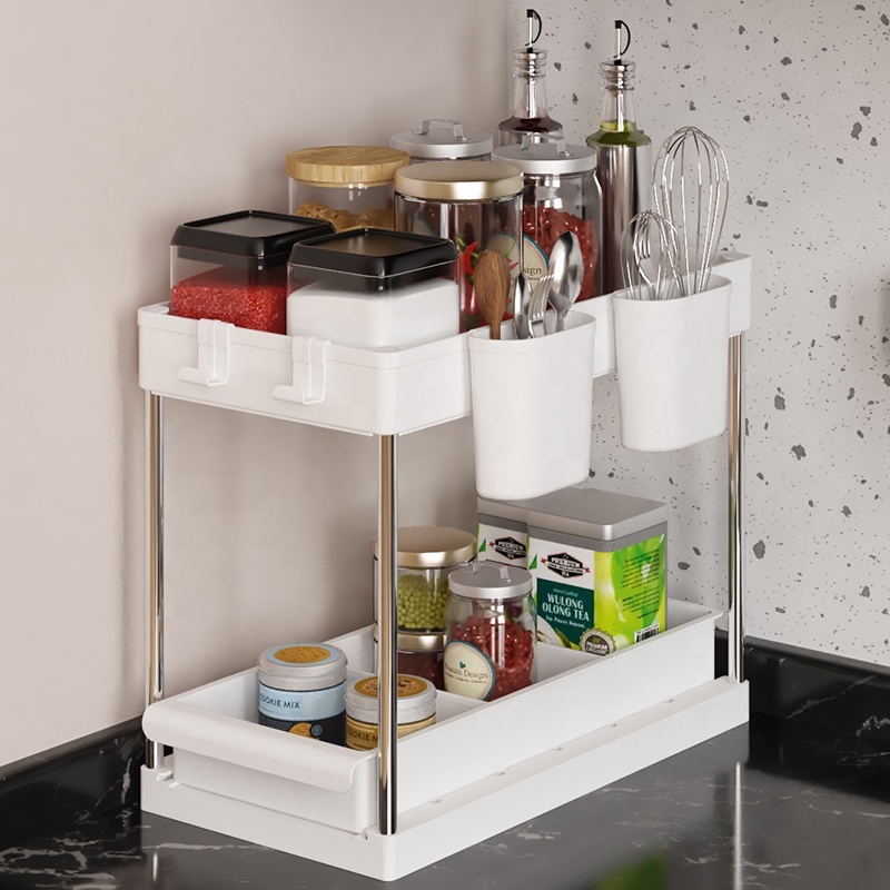 2 Pack Sliding Cabinet Basket Organizer