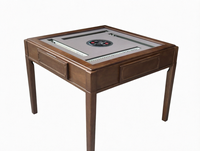 Table de Mahjong Automatique Moderne de Luxe en Mélamine/Acrylique, Design Élégant Effet Bois, Portable, Compatible Mahjong Américain, Taïwanais et Chinois
