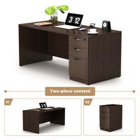Table en bois avec tiroirs, armoire de rangement verrouillable, table rectangulaire en bois, bureau de direction pour la maison ou le personnel